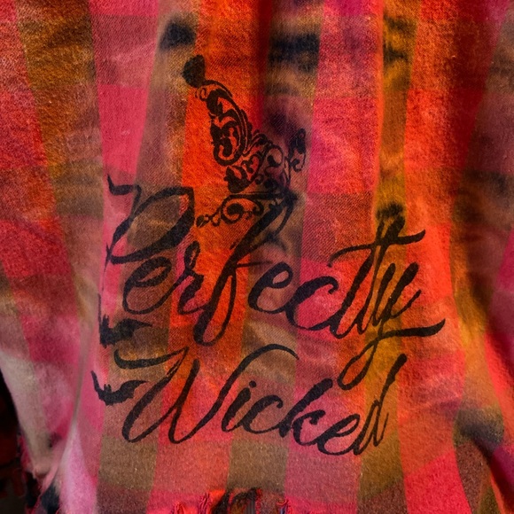 Custom Red and Black Button Up Flannel Fall or Halloween Top - Picture 7 of 8